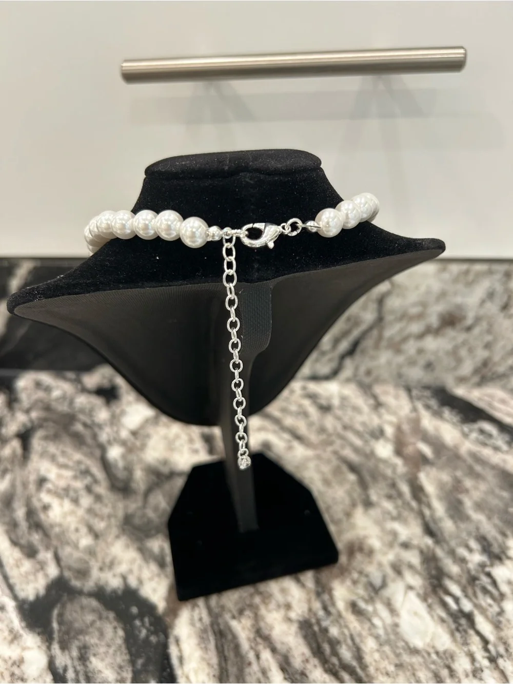 Pearl and Silver Leaf Drop Necklace - White